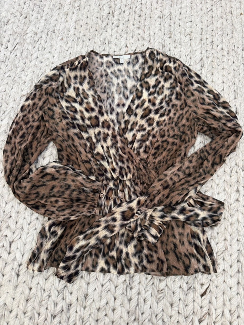 Joie Leopard Print Peplum Blouse